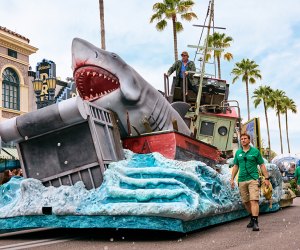 The shark from Jaws makes a terrifying appearance at the new Universal Mega Movie Parade! Photo courtesy Universal Orlando Resort