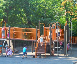 Parents and kids alike flock to Vanderbilt Playground for its separate jungle gyms for big and little kids, which keeps mixed-age siblings happy.