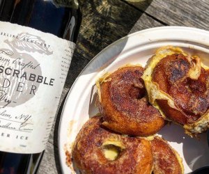 Adults can enjoy a drink from Hardscrabble Cidery at Harvest Moon Farm & Orchard while kids devour the donut pancakes.  