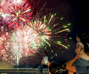 Watch a fireworks display like you’ve likely never seen before: in the middle of the Hudson River. Photo courtesy of Walkway over the Hudson 