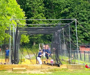 The batting cages at V.E. Macy Park in Ardsley are open to the public. Photo by the author