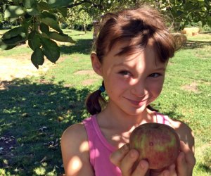 Apple Picking near Los Angeles: Happy girl with apple