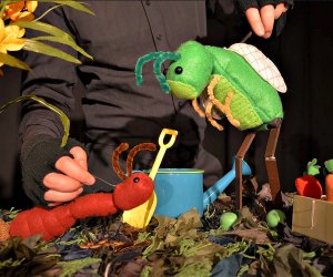 WonderSpark Puppets presents two fables with puppets about the theme of forgiveness -- 'The Ant and The Grasshopper' and 'Three Billy Goats Gruff'. Photo courtesy of WonderSpark Puppets 