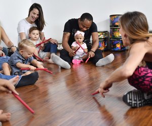 Zumbini, offered Islandwide, is a Zumba-type class for moms, dads, and little ones.