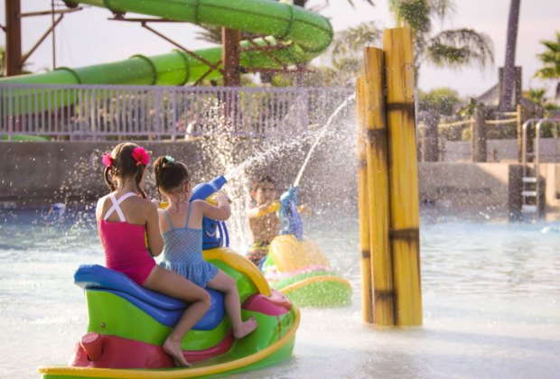 Moody Gardens features a variety of water features where kids can cool down.