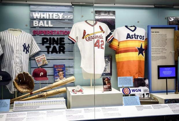 Image of memorabilia at the Baseball Hall of Fame in Cooperstown