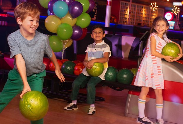 Best Bowling Alleys in Atlanta for Kids: Kids enjoy a bowling birthday party at Bowlero.