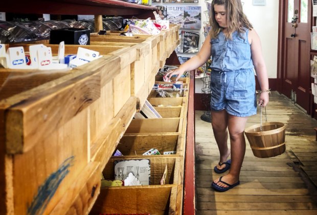 Photo of a young woman shopping at the Brewster Store on Cape Cod.