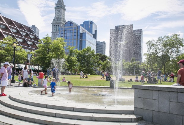 Picture of toddler playground at Boston's Christopher Columbus Park.