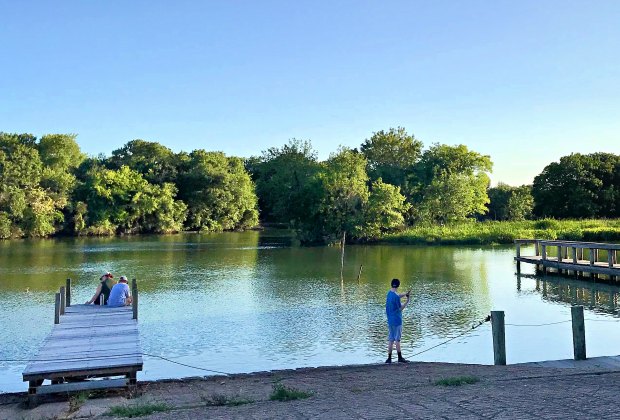 Fishing at Clear Creek at Challenger Seven Memorial Park.