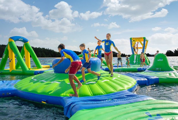 New Inflatable Water Park Opening at NJ Lake This Summer Lacey will purchase the inflatables from Commercial Recreation Specialists in Verona, Wisconsin. Photo courtesy of Commercial Recreation Specialists