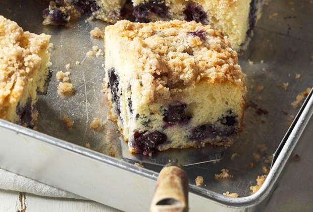 Image of homemade blueberry buckle.