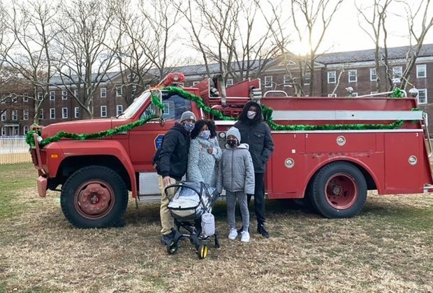 Old Fire Truck Family Photo op Ice Skate in New York Harbor at Governors Island's New Winter Village