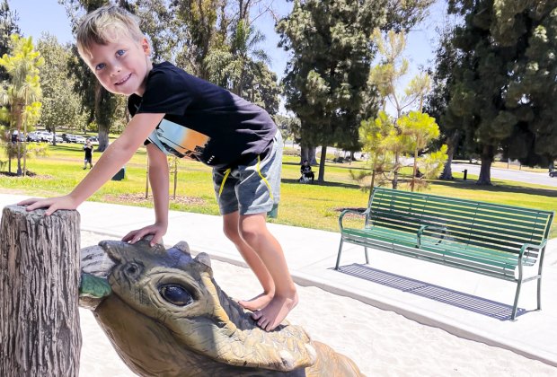 Recreation Park, Long Beach's Newest Playground is where you can climb on dinosaurs!