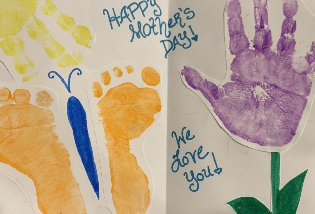 Footprint and Handprint Garden Mother's Day Cards