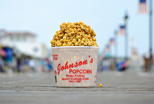 tub of caramel corn popcorn ocean city boardwalk new jersey