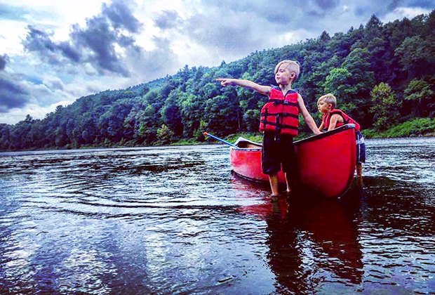 Enjoy a canoe ride through the Catskills