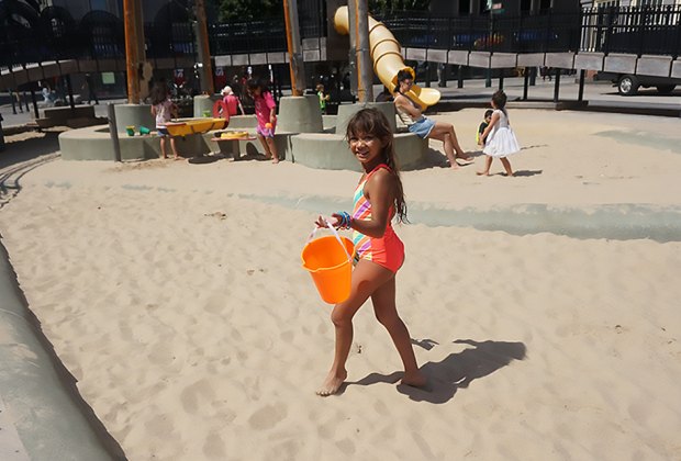 NYC Destination Playground: The Imagination Playground Kids can splash, climb, build, and create their own play structures at this playground. Photo by Jody Mercier