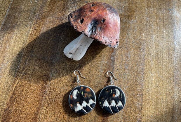 Pottery earrings from Hudson Valley small business Leah's Pottery and Crafts