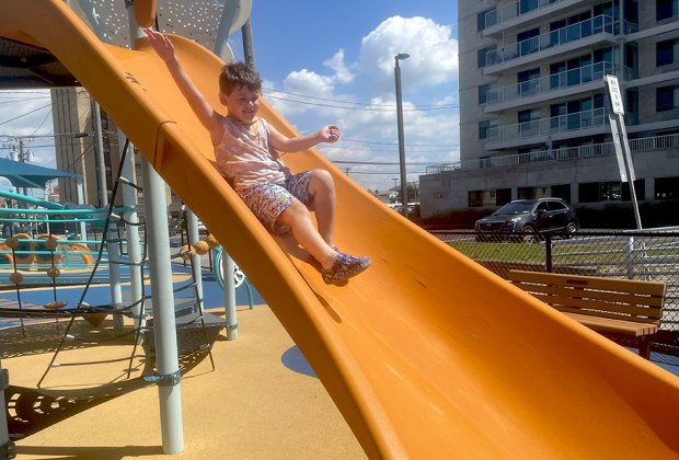 Magnolia Park Playground Debuts in Long Beach: The big slide