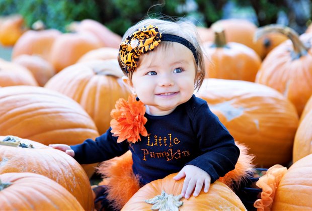 pumpkin patch baby photoshoot