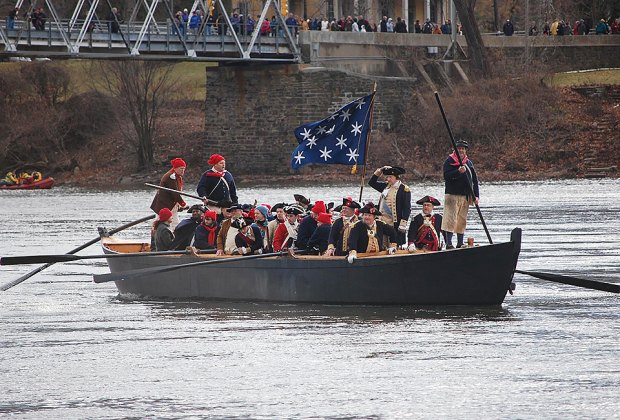 See Washington Crossing the Delaware re-enacted on Christmas Day