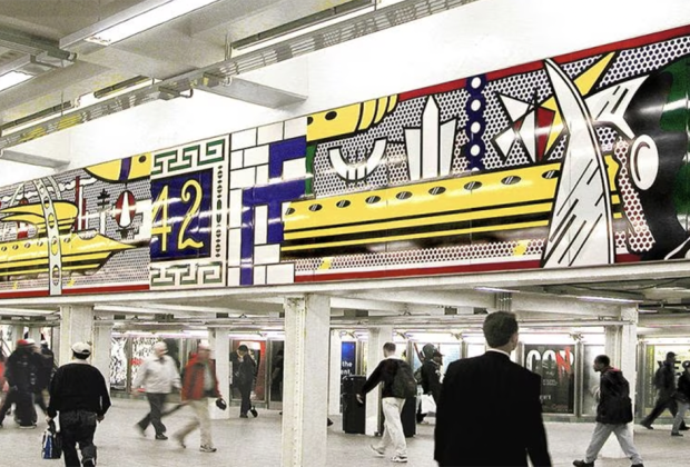 Things To Do in Midtown West with Kids: "Times Square Mural" (2002) by Roy Lichtenstein at Times Sq-42 St. Photo: Rob Wilson