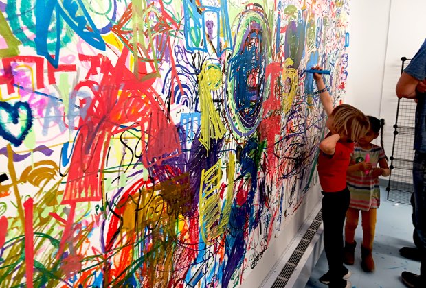 Brooklyn Museum's new education center: Kids coloring on the wall