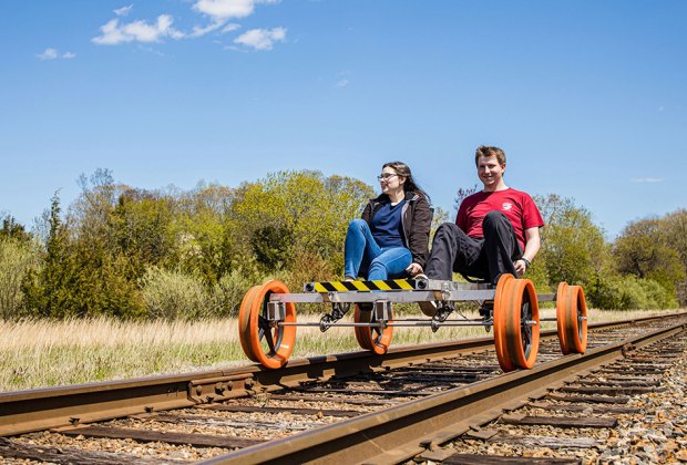 The Essex Steam and Riverboat offers a short rail trail rail biking season