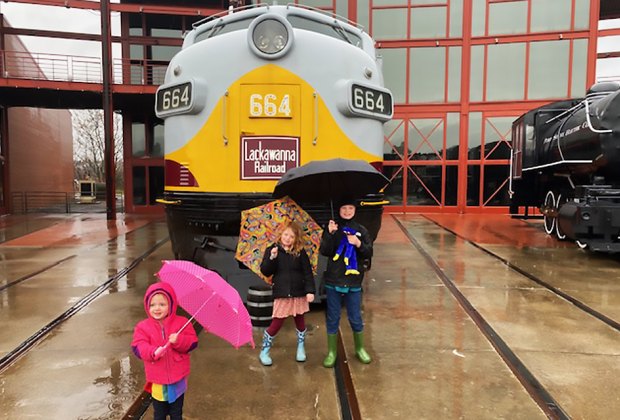 Train day trips and train rides near NYC: Kids at Steamtown