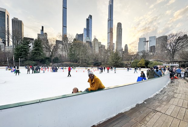 Ice skating at Wollman Rink in Central Park with kids