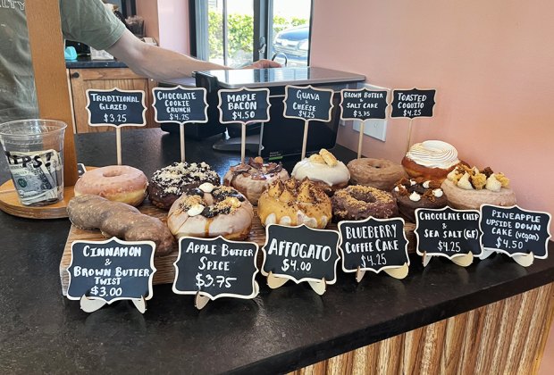 The Salty donut shop a display of donuts