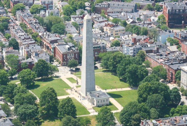 Image of Bunker Hill Monument in Charlestown's Monument Square.