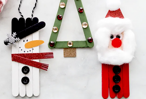 Christmas Activities and Christmas Crafts for Kids: Popsicle stick ornaments