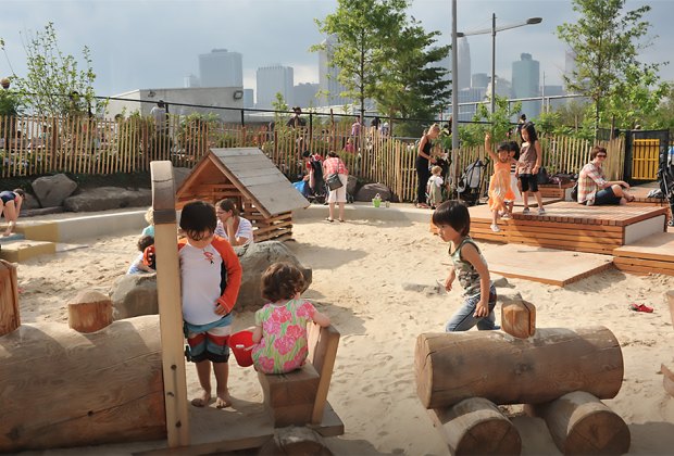 Accessible playgrounds in NYC Sandbox Village at Pier 6