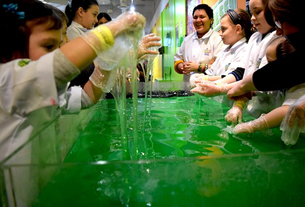 The Slime Factory at Menlo Park Mall Is Messy Fun for NJ Kids The Slime Factory experience includes time to play in a giant vat of green slime!