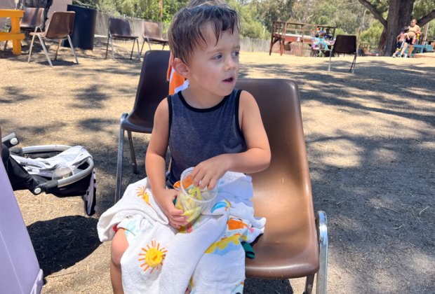 Adventure Playground: Take a snack break at one of the shady tables