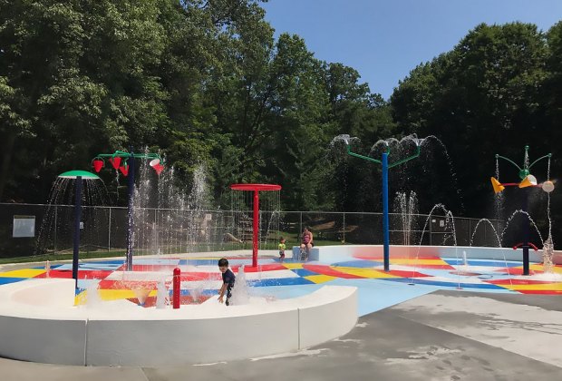 Splash Pads and Water Playgrounds in Westchester and Hudson Valley Sprain Ridge Pool in Yonkers features a cool splash pad with sprinklers and jets.