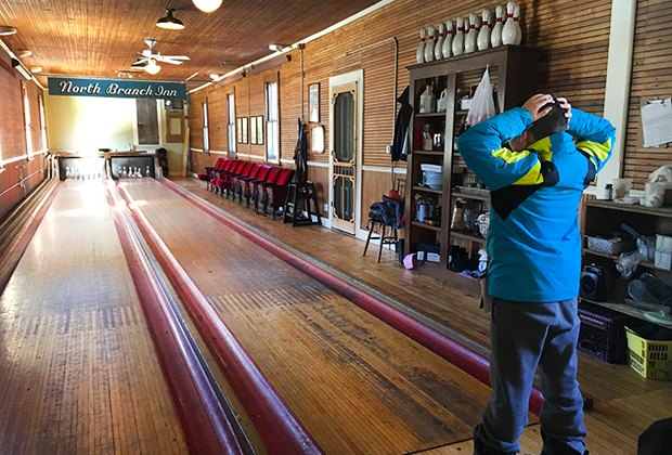 Even the bowling lanes are antique at North Branch Inn in the Catskills