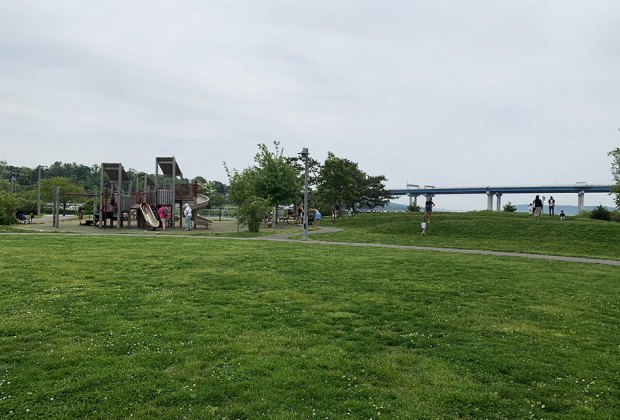 Playground and grassy area and Pierson Park