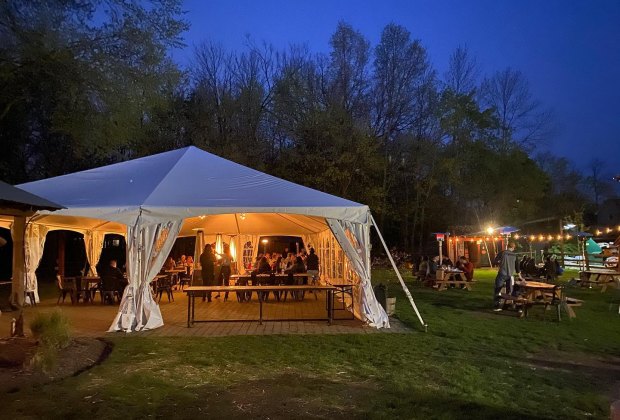 Outdoor dining tent at Stirling Hotel