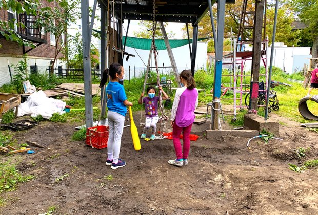 Kids hang out at The Yard on Governors Island