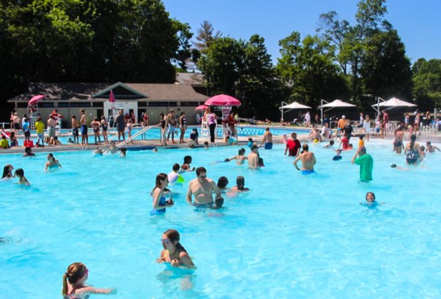 Photo of massive outdoor pool in Belmont, MA, near Boston.