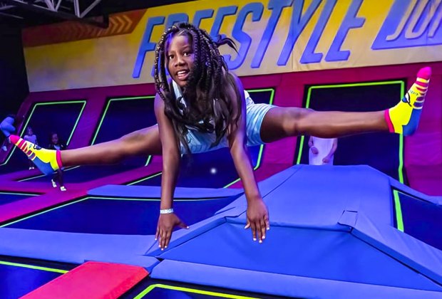 Image of child on trampoline at Urban Air Adventure Park in Connecticut