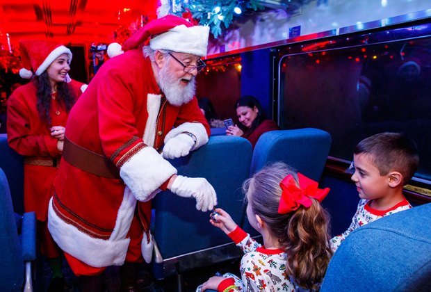 Photo with Santa in Westchester Catskill Mountain Railroad Polar Express Train Ride