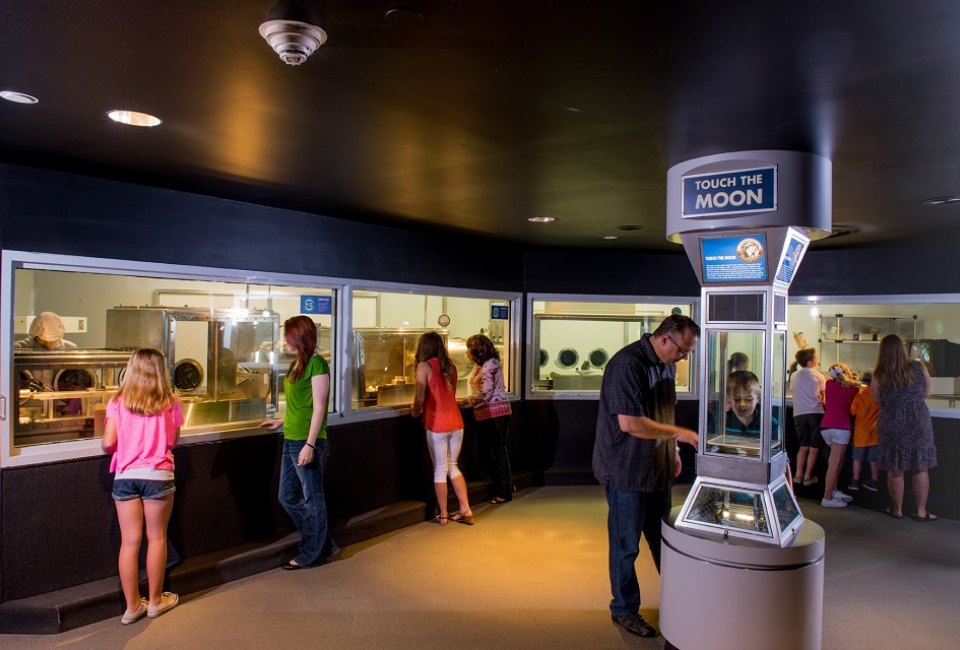 Families learn about the Apollo 11 lunar landing./Photo courtesy of Space Center Houston.