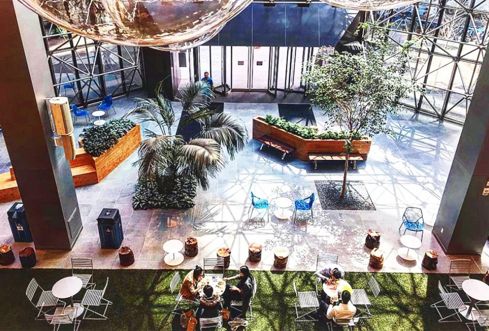 Step into the light-filled atrium at 180 Maiden Lane