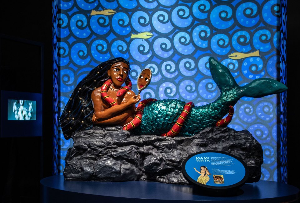 Mami Wata heals the sick and brings good luck to her followers, but she also has a temper and will drown people who don’t obey her. Photo credit AMNH