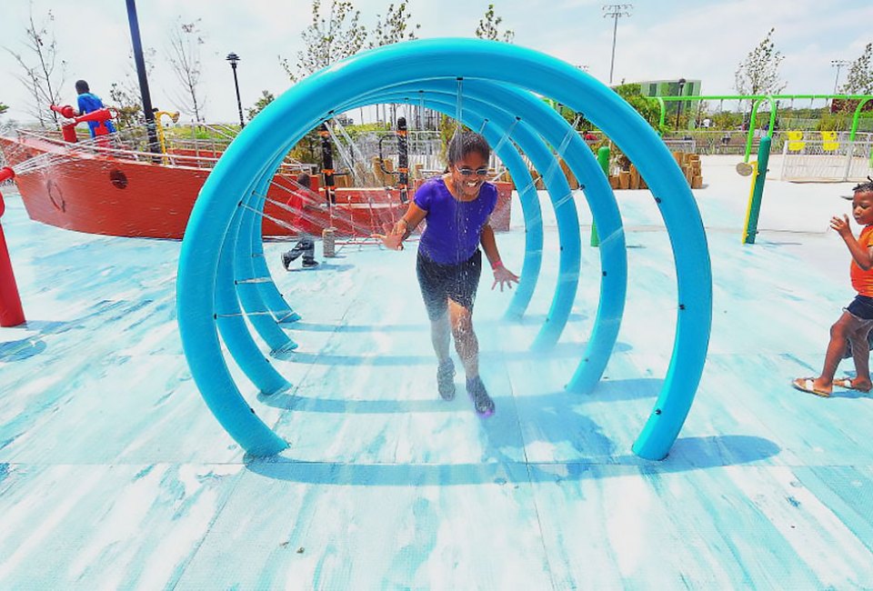 Rockaway Beach's 30th Street Playground is a refreshing blast on a hot day. Photo courtesy of NYC Department of Parks & Recreation 