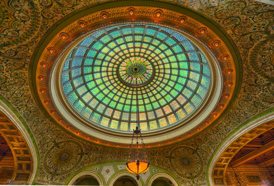 The Chicago Cultural Center Tiffany Dome from Preston Bradley Hall photo by Patrick Emerson via Flickr